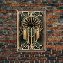 Carregar imagem no visualizador da galeria, Art Deco Wall art - Framed Canvas Print - Art Deco - Gold &amp; green art - Living room art - Original painting - Art with frame - Wall decor

