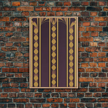Load image into Gallery viewer, Art Deco Pattern Wall art, Framed Canvas Print, Art Deco, Canvas Wall art, Purple &amp; gold art, Canvas wall art, Abstract art, Geometric art
