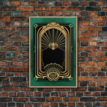 Carregar imagem no visualizador da galeria, Art Deco Wall art, Framed Canvas Print, Art Deco, Gold &amp; green art, Living room art, Abstract art, Beautiful art, Colorful painting
