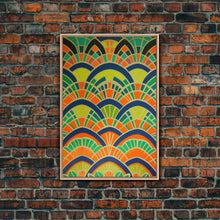 Carregar imagem no visualizador da galeria, Art Deco Pattern Wall art, Framed Canvas Print, Art Deco, Wall art, Patterns art, Green colors art, Living room art, Colorful painting
