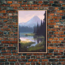 Carregar imagem no visualizador da galeria, Beautiful Mountain and Stream Landscape Watercolor Painting, Framed Canvas Print, Nature / Landscape Painting
