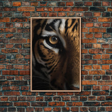 Carregar imagem no visualizador da galeria, Eye Of Tiger, Tiger Portrait, Big Cat Art, Framed Canvas Print, Tiger Photography, Wildlife Photo, Wood Frame Art
