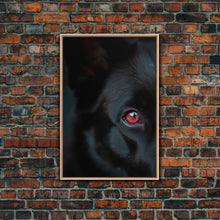 Carregar imagem no visualizador da galeria, Animal Prints, Black Wolf With Red Eyes, Portrait Of A Wolf, Framed Canvas Print, Wolf Photography Art
