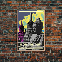 Load image into Gallery viewer, Indonesia Wall Art, Borobudur Temple, Java, Travel Wall Print, Travel Poster, Travel Artwork, Travel Wall Art, Canvas Wall Print

