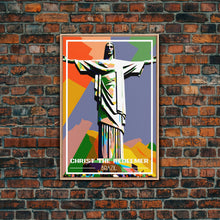 Load image into Gallery viewer, Brazil Travel Poster, Christ The Redeemer, Rio de Janeiro Wall Art, Travel Wall Print, Travel Poster, Travel Wall Art, Canvas Wall Print

