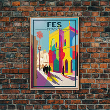 Load image into Gallery viewer, Fes Travel Poster, Morocco Wall Art, Moroccan Art, Morocco Poster, Travel Wall Print, Travel Poster, Travel Wall Art, Canvas Wall Print
