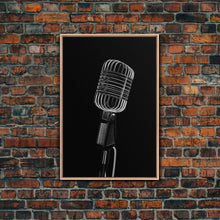 Carregar imagem no visualizador da galeria, Silver Retro Microphone Wall Art, Mic Wall Art, Music Room Wall Art, Minimalist Print, Wall Decor, Canvas Print, Wall Art, Framed Canvas

