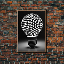 Load image into Gallery viewer, Dotted Light Bulb Wall Decor, Black And White Art, Dotted Art, Minimalist Print, Wall Decor, Canvas Print, Wall Art, Framed Canvas
