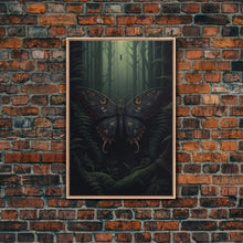 Carregar imagem no visualizador da galeria, Butterfly Wall Decor, Butterfly In Woods, Green Wall Art, Insect Wall Decor, Wall Decor, Canvas Print, Wall Art, Framed Canvas
