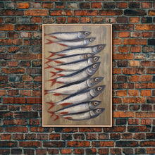 Carregar imagem no visualizador da galeria, Fish Wall Art, Sardines Painting, Food Wall Decor, Kitchen Wall Art, Minimalist Wall Art, Wall Decor, Canvas Print, Wall Art, Framed Canvas
