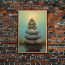 Carregar imagem no visualizador da galeria, Frog Wall Art, Frog Balancing On Rocks, Zen Animal Wall Art, Nature, Modern Print, Wall Decor, Canvas Print, Wall Art, Framed Canvas
