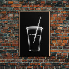 Load image into Gallery viewer, Disposable Plastic Cup Wall Art, Kitchen Wall Art, Cup With Straw, Minimalist Print, Wall Decor, Canvas Print, Wall Art, Framed Canvas
