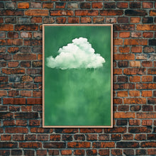 Load image into Gallery viewer, Emerald Green Rain Cloud Wall Art, Framed Canvas Or Poster Print, Abstract Art Print, Minimalist Wall Decor, Maximalist Decor, Dark Green
