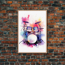 Carregar imagem no visualizador da galeria, Drum Art, Gift For Drummer, Framed Canvas Print, Studio Art, Music Studio Decor, Drum Set
