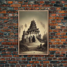 Load image into Gallery viewer, Incan Temple diagram art, canvas print, unique Mayan or Incan style temple diagram wall art, 1800s inca style wall art
