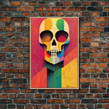 Cargar imagen en el visor de la galería, Cool Skull art, canvas print, sugar skull wall decor, skeleton face painting, abstract art deco style Halloween art
