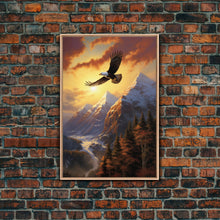 Load image into Gallery viewer, Eagle Wall Art, Mountain Art Print, Animal Art, Nature Print, Canvas Print, Wall Art, Vertical Art, Gift For Boss, Camper Wall Decor
