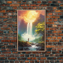 Cargar imagen en el visor de la galería, Surreal Art Prin, River Art, Waterfalls Wall Art, Landscape Print, Canvas Print, Wall Art, Vertical Art, Moving Gift, Game Room Decor
