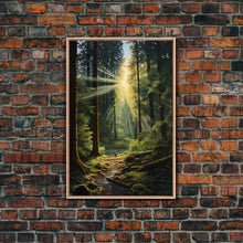 Carregar imagem no visualizador da galeria, Forest Wall Print, Trees Art Print, Sunset Canvas Print, Wall Art, Vertical Art, Landscape Print, Gift For Boss, College Dorm Decor

