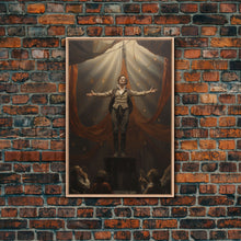 Load image into Gallery viewer, The Macabre Circus, Spooky Cursed Circus Act, Framed Canvas Print, Halloween Poster Art, Horror Prints, Victorian Circus Act
