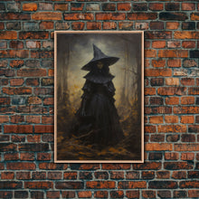 Load image into Gallery viewer, Gothic Witch Art, Framed Halloween Canvas, Canvas Print, Spooky Halloween Wall Art, Halloween Decoration, Witchy Decor

