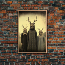 Load image into Gallery viewer, The Cult Of The Deer, Creepy Halloween Wall Art, Framed Canvas Print, Occult Art, Dark Academia, Creepy Photography

