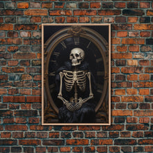 Load image into Gallery viewer, Victorian Halloween Art, Floral Skeleton, Framed Canvas Print, Skeletal Art, Halloween Art Print, Halloween Decoration, Halloween Printables
