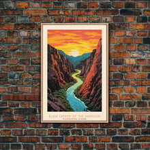 Carregar imagem no visualizador da galeria, Black Canyon National Park Colorado Travel Art, National Park Print, Minimalist Travel Art, Midcentury Modern Style Landscape Painting
