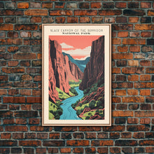 Carregar imagem no visualizador da galeria, Black Canyon Of The Gunnison National Park Travel Art, National Park Art, Minimalist Travel Art, Midcentury Modern Style Landscape Painting

