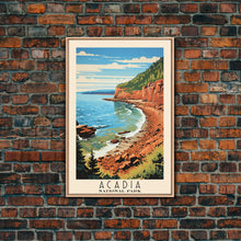 Carregar imagem no visualizador da galeria, Acadia National Park Maine Travel Art, National Park Print, Minimalist Travel Art, Midcentury Modern Style Landscape Painting
