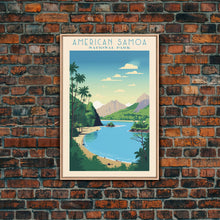 Carregar imagem no visualizador da galeria, American Samoa National Park Vatia Travel Art, National Park Print, Minimalist Travel Art, Midcentury Modern Style Landscape Painting
