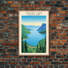 Load image into Gallery viewer, Crater Lake National Park Oregon Travel Art, National Park Print, Minimalist Travel Art, Midcentury Modern Style Landscape Painting
