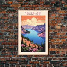 Load image into Gallery viewer, Crater Lake National Park Travel Poster Print, Canvas Print Wall Art, Oregon Travel Art, Midcentury Modern Travel Decor
