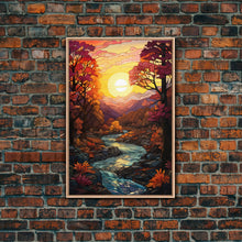 Carregar imagem no visualizador da galeria, Beautiful Fall Decor, Framed Canvas Print, Mosaic / Stained Glass Style Painting, Gliclee Print, Autumn Decor, Thanksgiving Decorations
