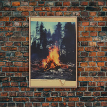 Carregar imagem no visualizador da galeria, Camp, Outdoors Art, Campfire, Nature Wall Art, Canvas Print, Wall Hanging, Portrait Art, Friendship Gift, Modern Office Art, Bookshelf Decor
