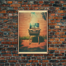 Load image into Gallery viewer, Barbecue Grill, Farmhouse Wall Art, Outdoors Art, Grill Gifts, Canvas Print, Wall Hanging, Portrait Art, Man Cave Art, Office Wall Decor
