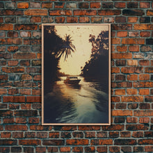 Load image into Gallery viewer, Boat Art, River Wall Art, Adventure, Canvas Print, Wall Hanging, Portrait Art, Nature Wall Art, Gift For Boss, Office Wall Art, Room Decor

