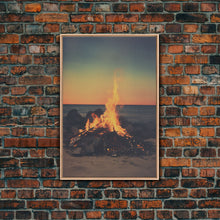 Carregar imagem no visualizador da galeria, Campfire Wall Art, Beach Wall Art, Coastal Print, Canvas Print, Wall Hanging, Portrait Art, Minimalist Wall Art, Ocean Art, Military Gift
