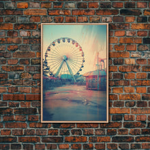 Load image into Gallery viewer, Ferris Wheel, Theme Park, Carnival Rides, Canvas Print, Wall Hanging, Portrait Art, New Homeowner Gift, Modern Home Decor, Bookshelf Decor
