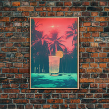 Cargar imagen en el visor de la galería, Cocktail Wall Print, Palm Tree Wall Art, Tropical Wall Art, Beach Wall Art, Canvas Print, Wall Hanging, Portrait Art, Bar Decor, RV Wall Art
