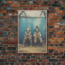 Load image into Gallery viewer, Clown Art, Clown Print, Canvas Print, Wall Hanging, Portrait Art, Halloween Wall Decor, Spooky Room Decor, Moody Wall Art, Horror Decor
