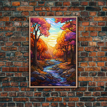 Carregar imagem no visualizador da galeria, Beautiful Fall Decor, Framed Canvas Print, Mosaic / Stained Glass Style Painting, Gliclee Print, Autumn Decor, Thanksgiving Decorations
