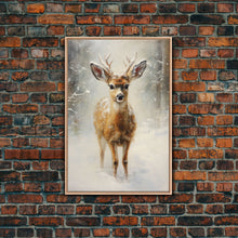 Carregar imagem no visualizador da galeria, Cute Buck Wearing A Santa Hat, Christmas Decor, Woodland Animals, Christmas Wall Art, Winter Decor, Holiday Decor, Seasonal Decor, Cute Deer
