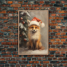 Carregar imagem no visualizador da galeria, Cute Christmas Red Fox - Farmhouse Christmas Decor - Fawn Dressed For Christmas - Xmas Decor - Christmas Wall Art- Holiday Decorations
