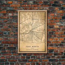 Load image into Gallery viewer, Fort Worth map print poster or framed canvas, Texas map print poster canvas, Fort Worth city map print poster canvas, Panther City
