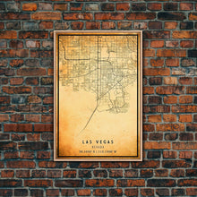 Load image into Gallery viewer, Old Las Vegas City Map Wall Art Canvas Print, Vintage Style Las Vegas Map, Framed Wall Art, Cool Las Vegas Nevada Wall Art, Office Decor
