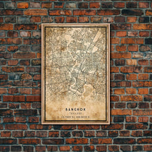 Carregar imagem no visualizador da galeria, Old Bangkok City Map Wall Art Canvas Print, Vintage Style Bangkok Map, Framed Wall Art, Cool Bankok Thailand Wall Art, Office Decor
