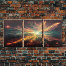 Carregar imagem no visualizador da galeria, Galaxy Full of Stars, Pixel Space Art, Pixel Art, 3 piece wall art, 3 piece canvas, unique colorful living room wall art
