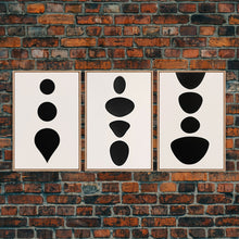 Load image into Gallery viewer, 3 Piece Framed Canvas Wall Art Abstract Geometric Shapes, Triptych Wall Decor, Cool Kitchen Art, Above Sofa Art, Unique Art
