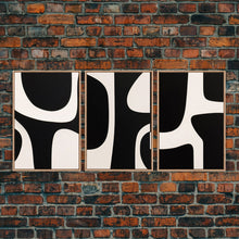 Load image into Gallery viewer, 3 Piece Framed Canvas Wall Art Abstract Geometric Shapes, Triptych Wall Decor, Cool Kitchen Art, Above Sofa Art, Unique Art, Abstract Decor
